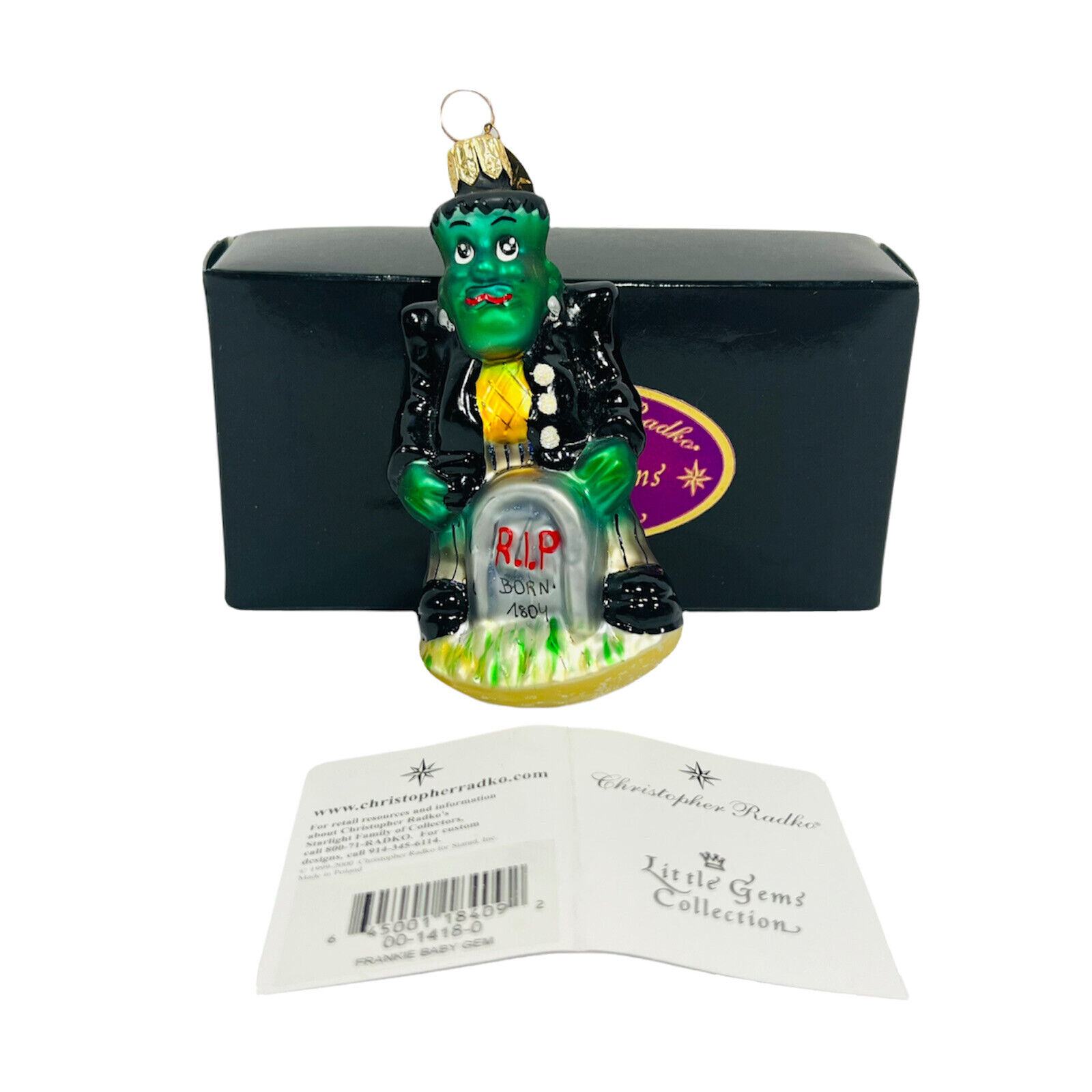 RETIRED Christopher Radko Frankie Baby Gem Halloween Ornament 3.5” W Tags & Box