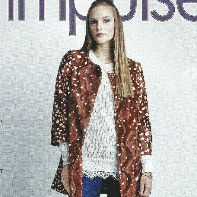 Macy\'s Print Ad, Cute Female Model Wearing Maison Jules Coat Layered Look Top