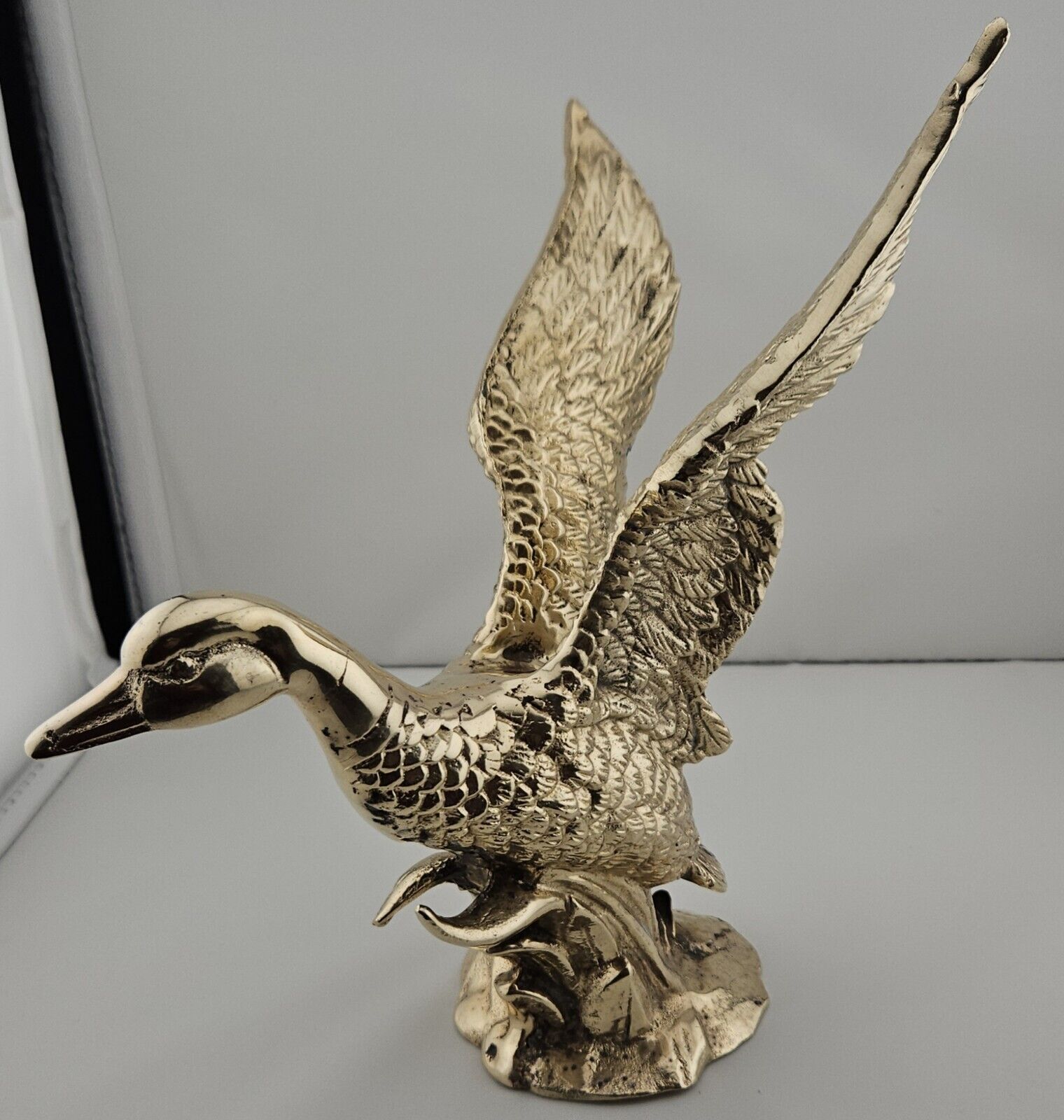 Brass Sculpture-Andrea by Sadek Brass Duck in Flight