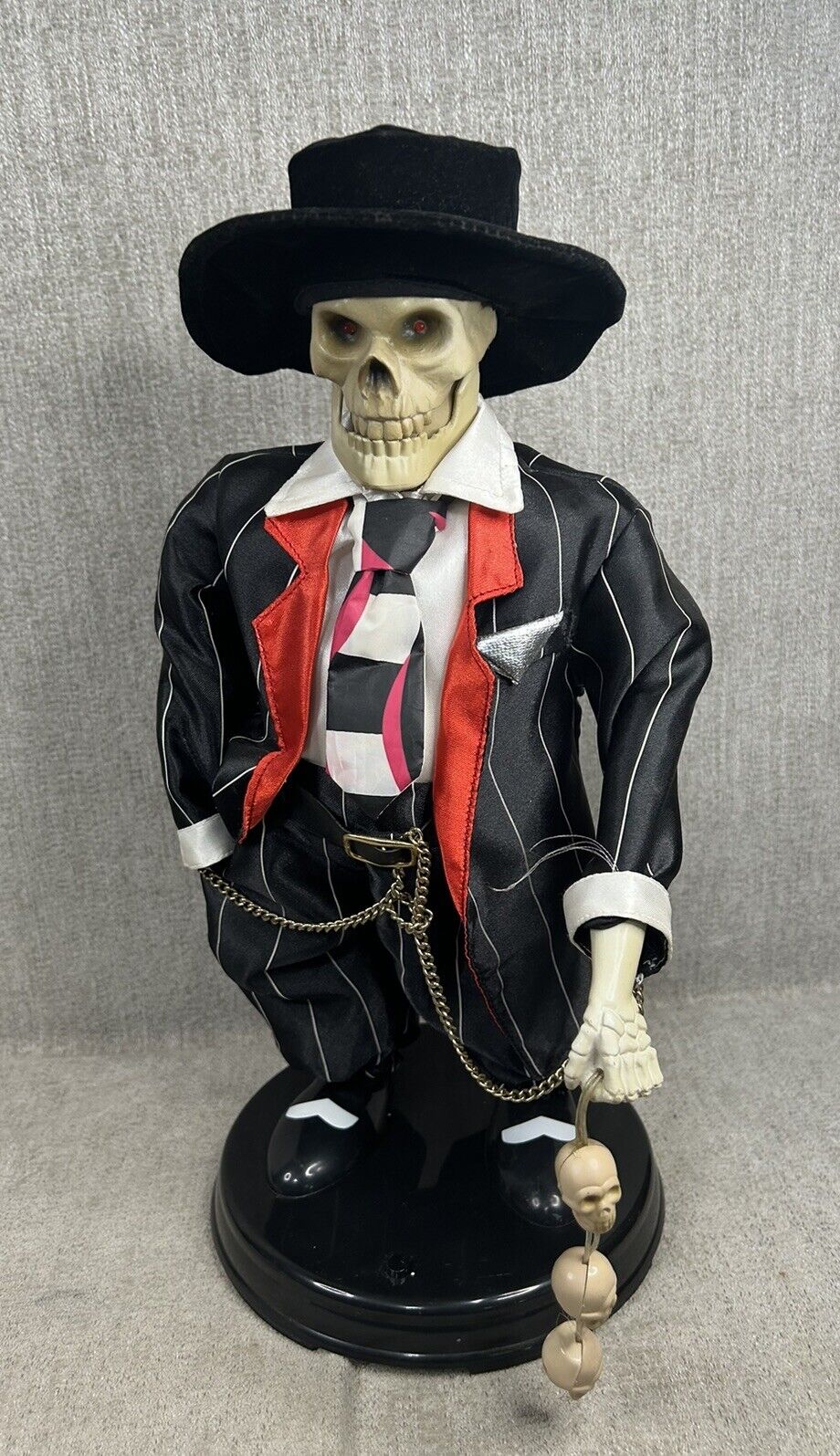Rare Gemmy Gangster Zoot Suit Dancing Skeleton Singing Halloween Works Great
