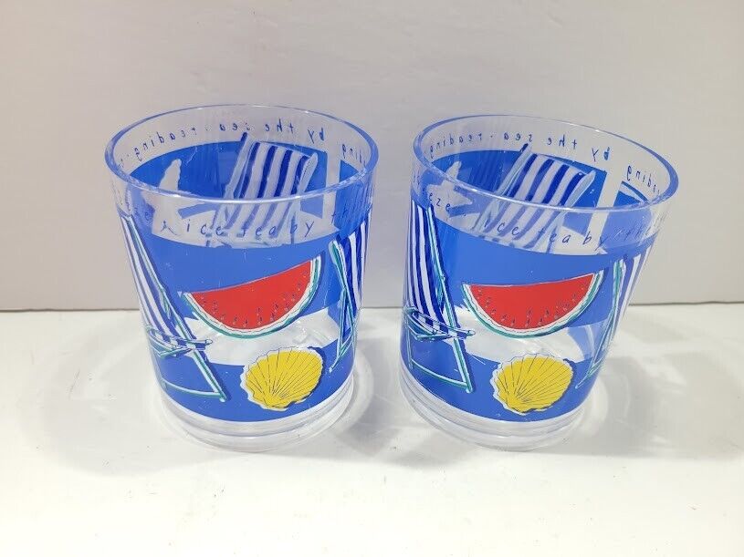 Precision Craft Retro Beach Theme Plastic Party Alcohol Cup Drinking Glasses