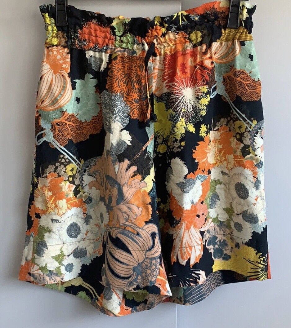 dries van noten printed floral high wasit shorts size 34