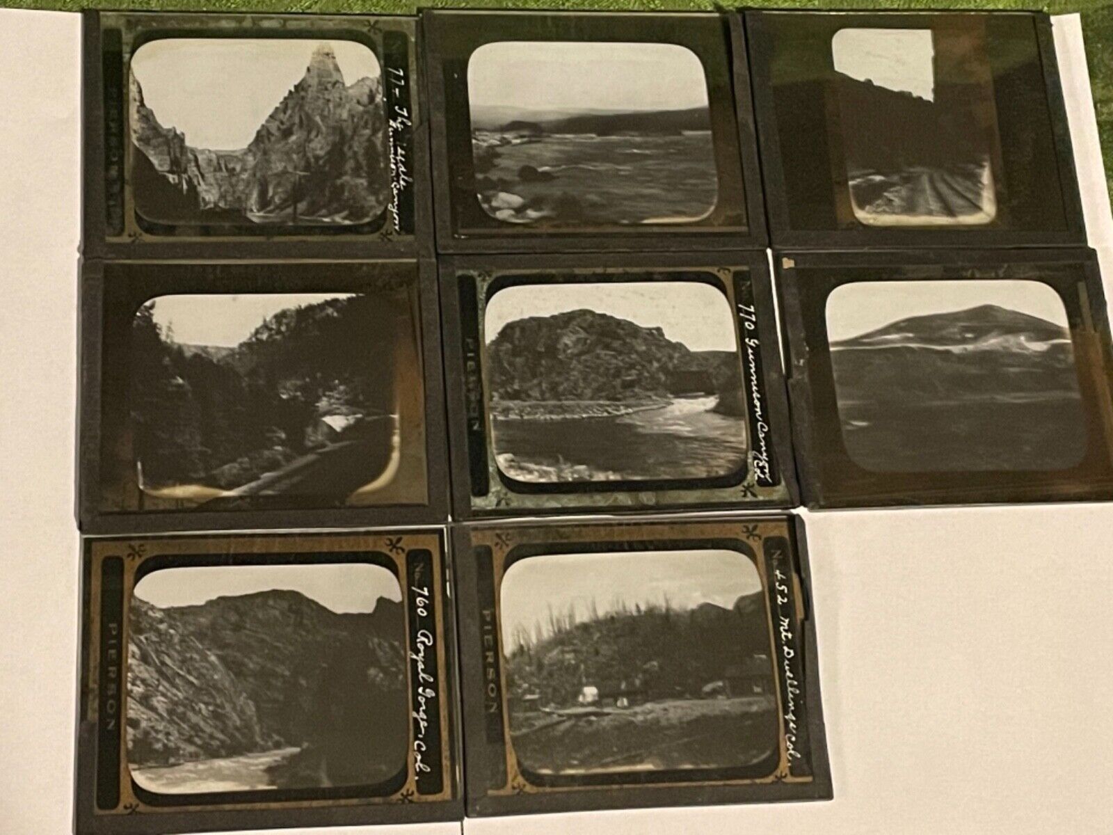 Rare Vintage Lot of 8 Glass Slides Railway Railroad Canyon River Gorge Mountains