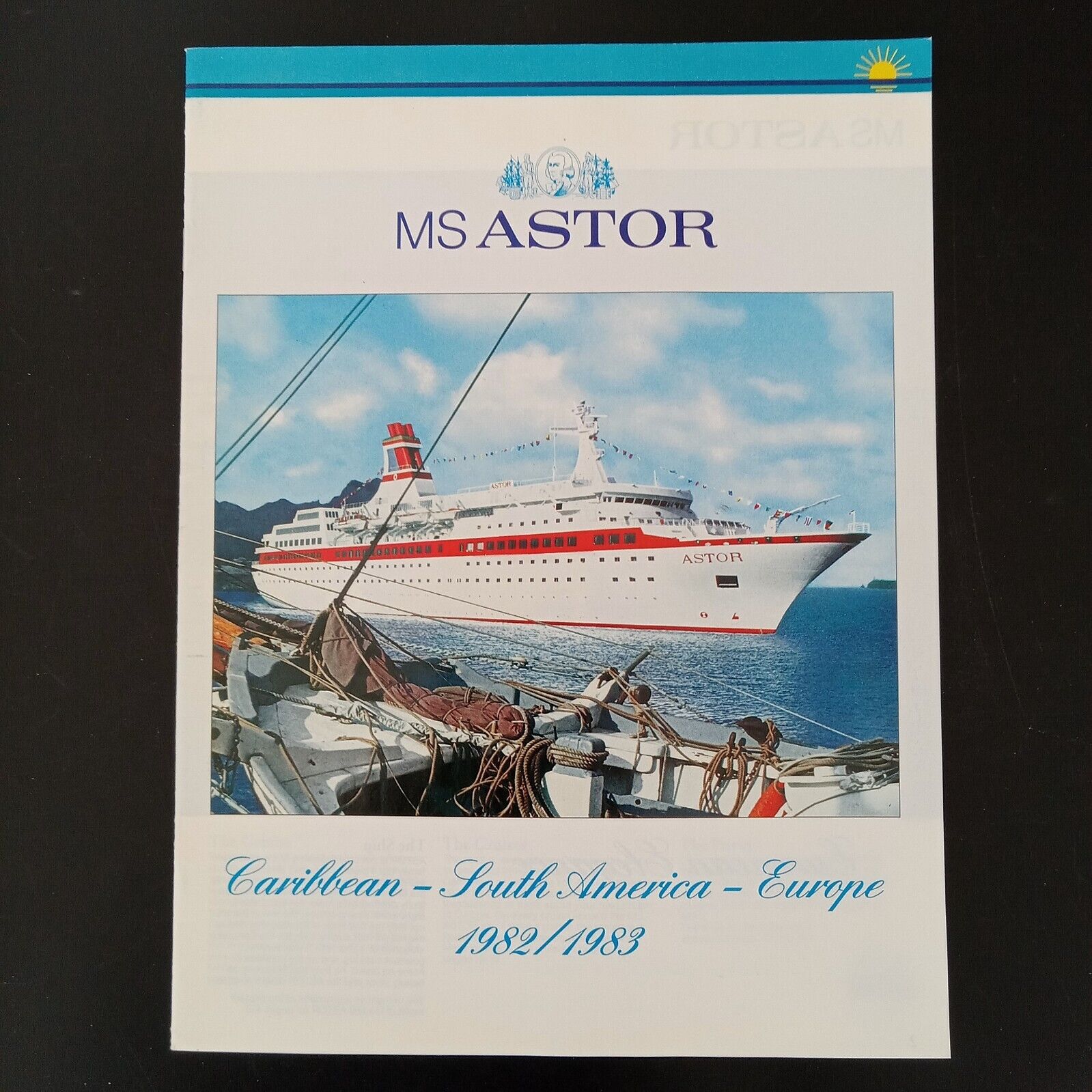 MS ASTOR Astor Cruise Line Brochure Caribbean S. America Europe 1982/1983