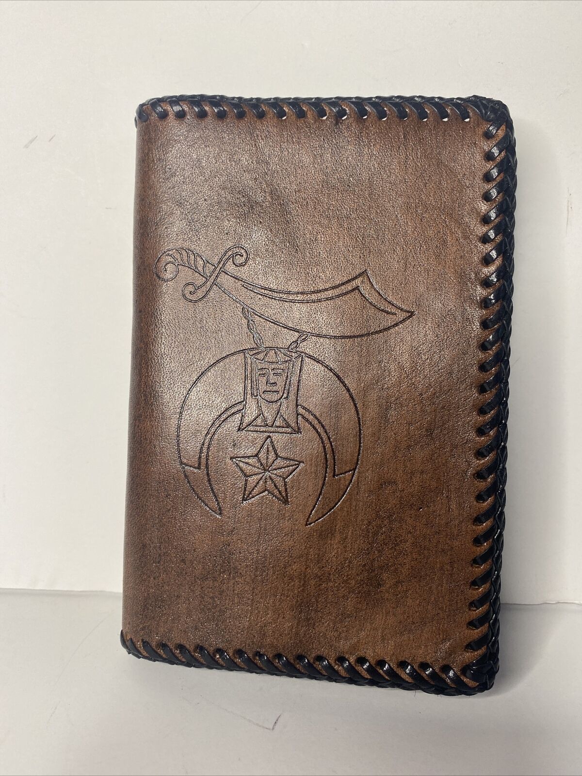 Vintage FREE MASON MASONIC Hand Tooled Leather Wallet With Picture Holder