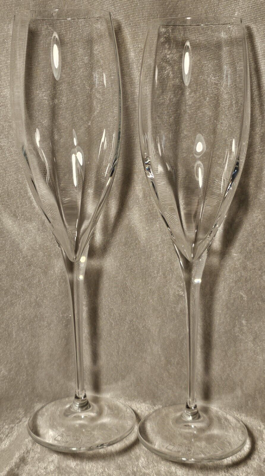 Disaronno Cristalleria Italiana Crystal Champagne Flute Glasses 10” Set Of 2 NEW