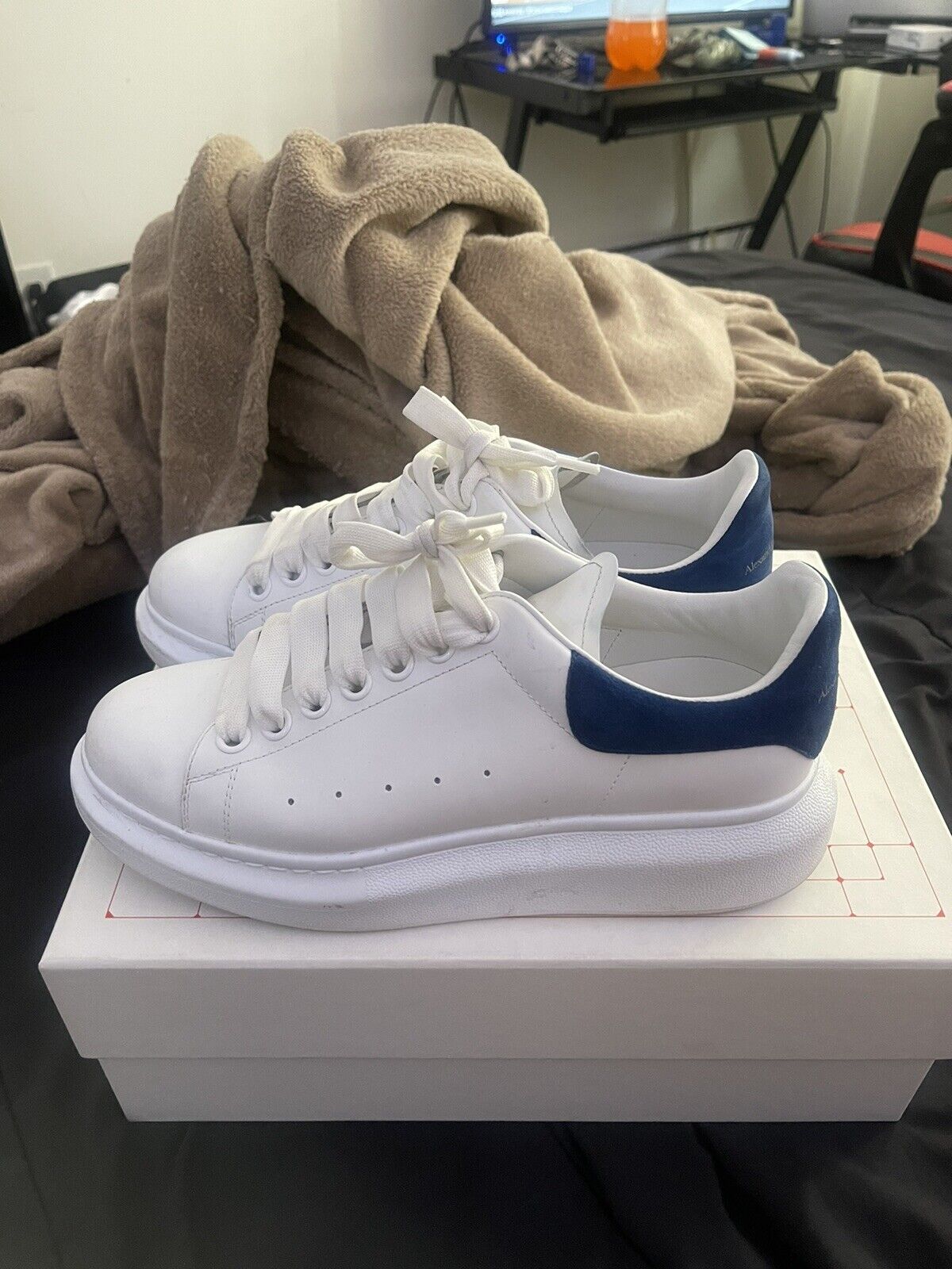 Alexander McQueen White Blue Oversized Sneakers Shoes Size Men\'s Size EU 41/US 8