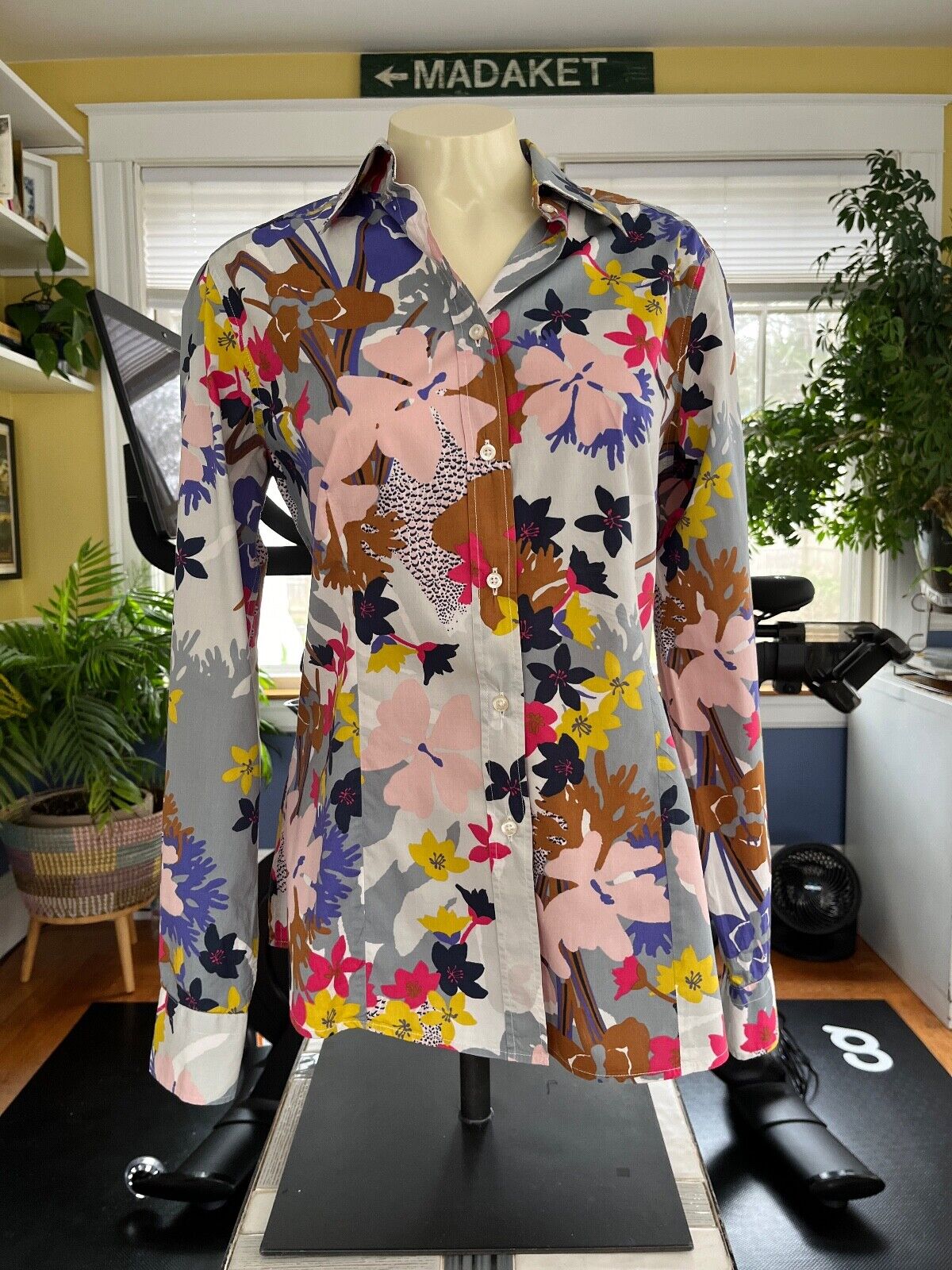 Etro Women\'s Sz. 46/US Size 10 Floral Print L/S Cotton Button-Front Blouse Italy