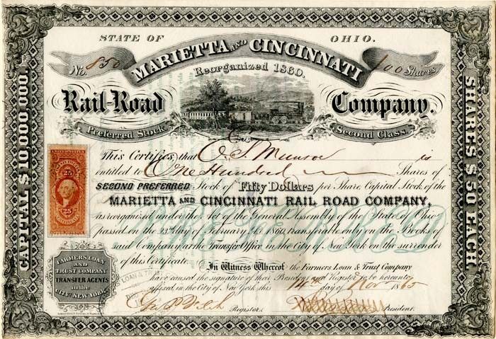 Marietta and Cincinnati Rail-Road Co. - Railroad Stocks