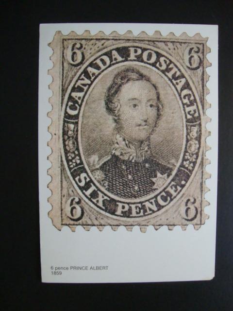 Railfans2 545) Pre-Stamped Postcard, 1859 Prince Albert Canadian Stamp Replica