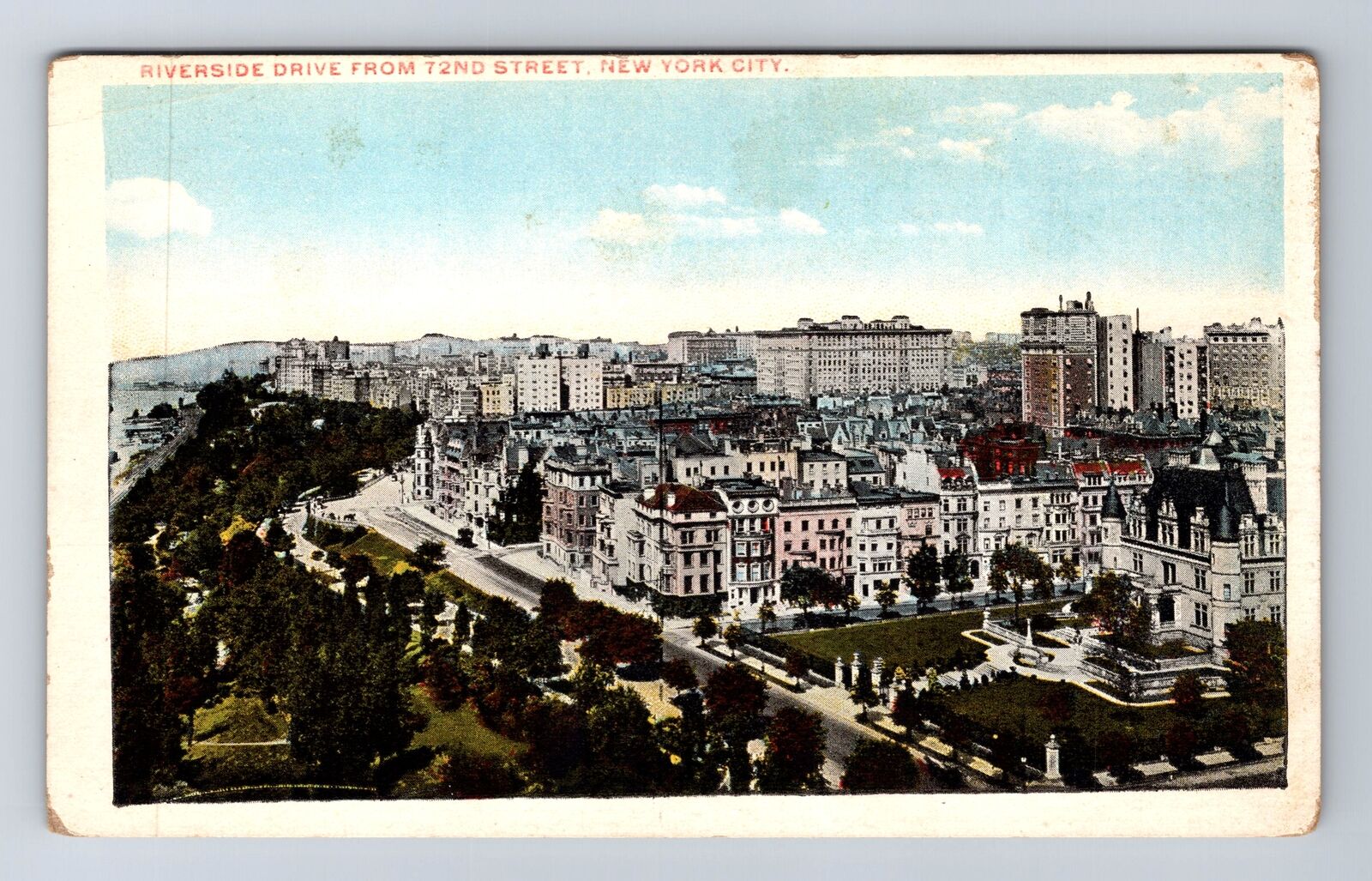 New York City NY, Riverside Drive From 72nd Street Vintage Postcard