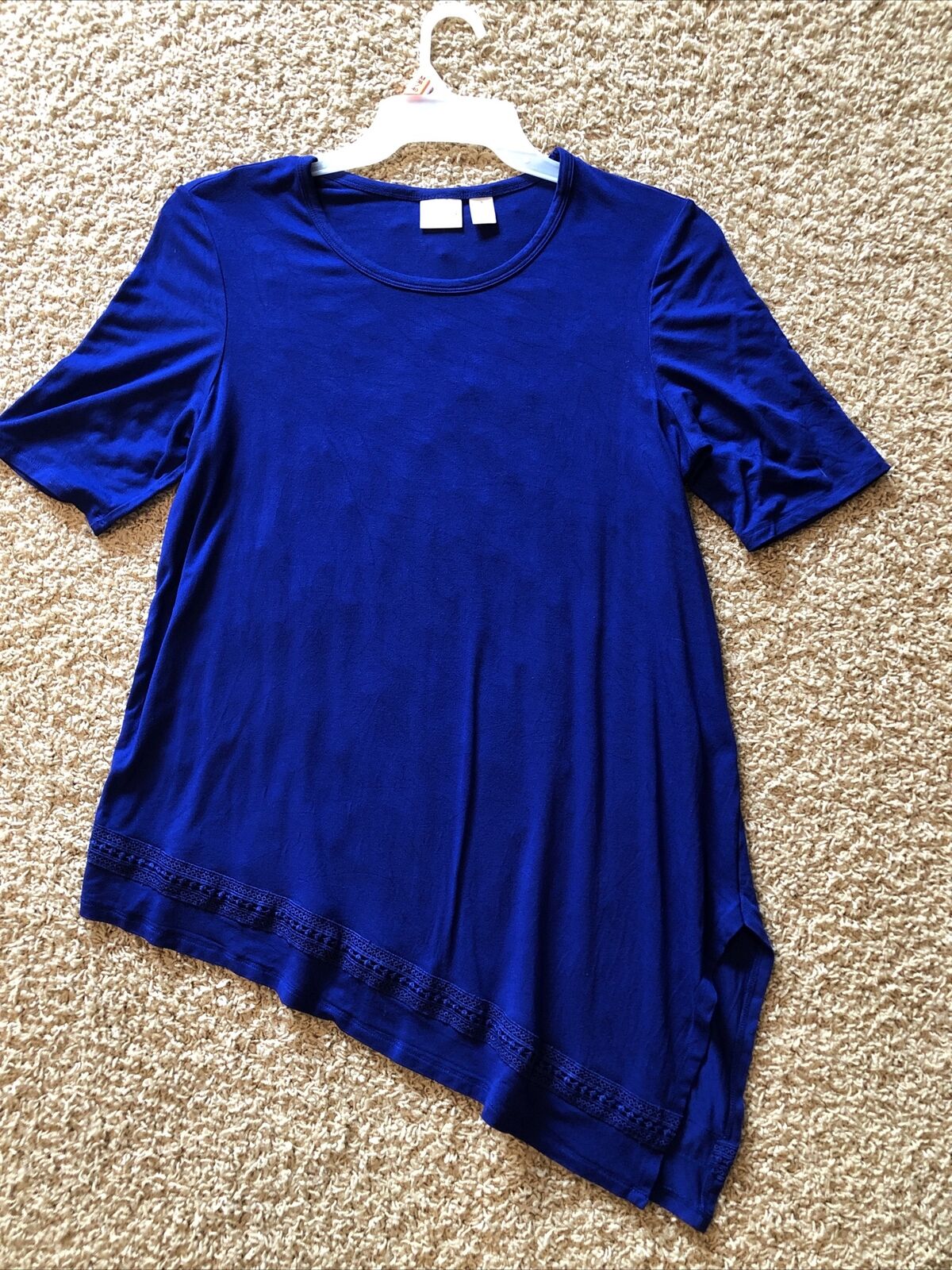 Womens Chicos Size 1 Royal Blue Top With Assymmetrical Bottom