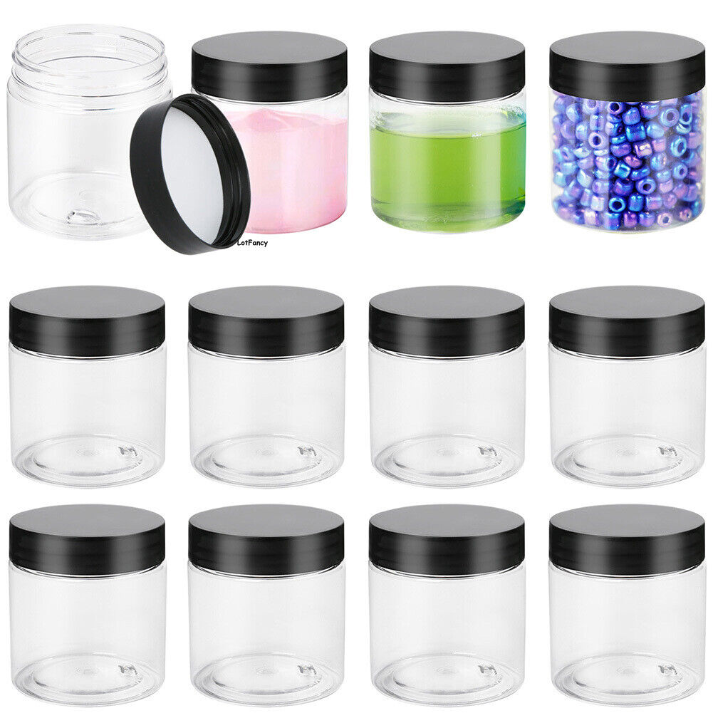 12 Pack 4oz Plastic Jars with Lids Makeup Storage Containers Spatula for Sample