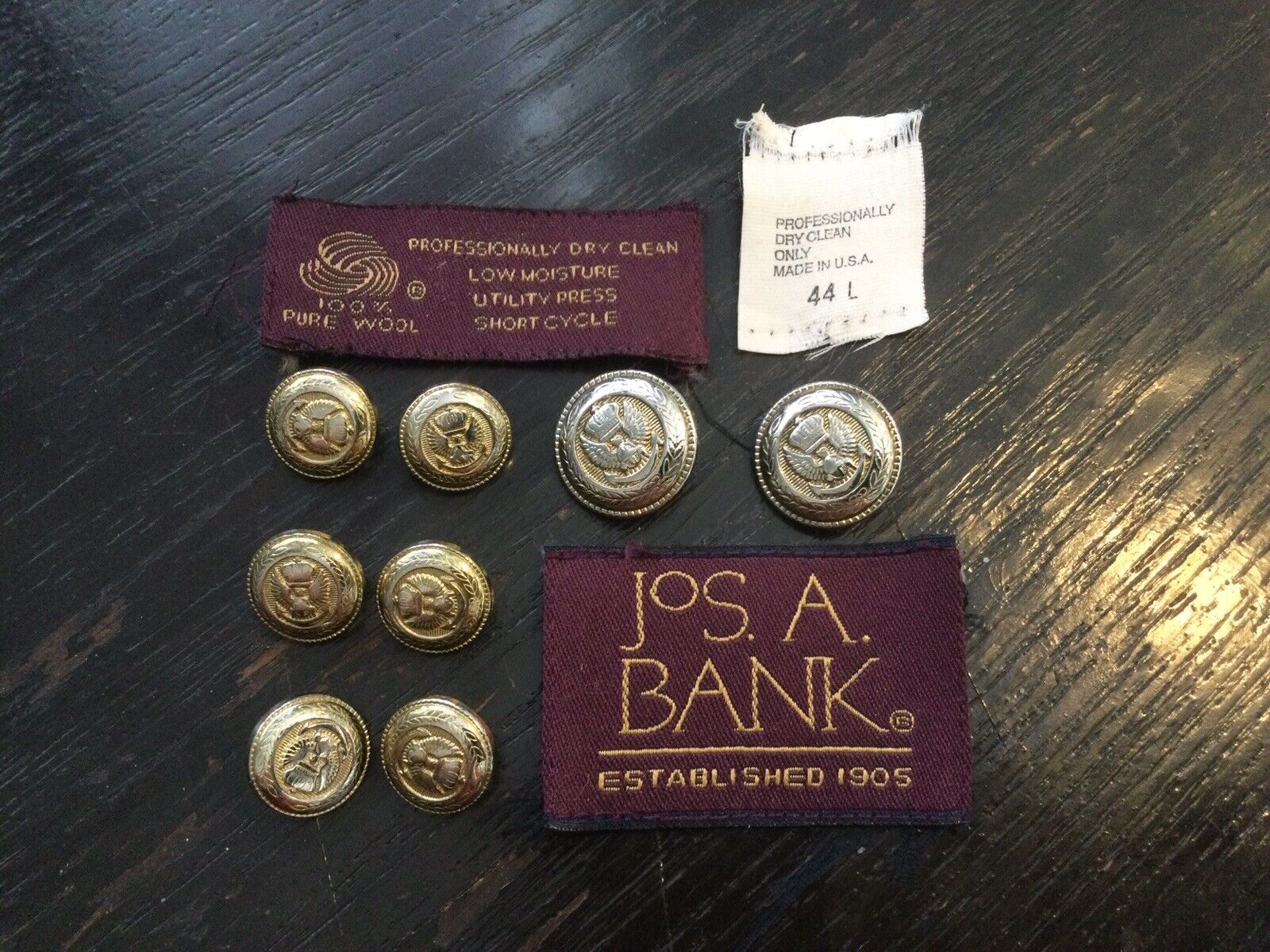 8 JOS. A. BANK two tone silver gold Anodized Effect Eagle buttons vintage labels