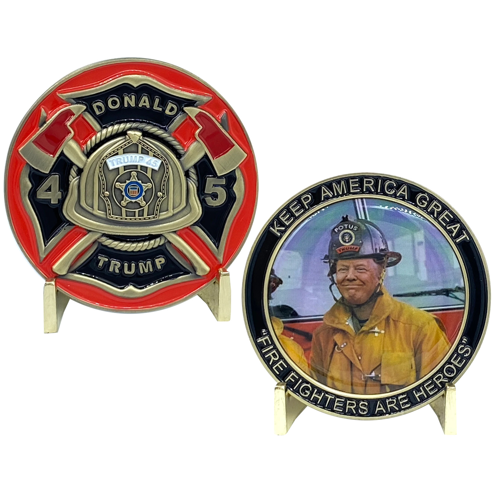 H-019 Donald J. Trump MAGA Fire Fighter Fireman Challenge Coin POTUS 45
