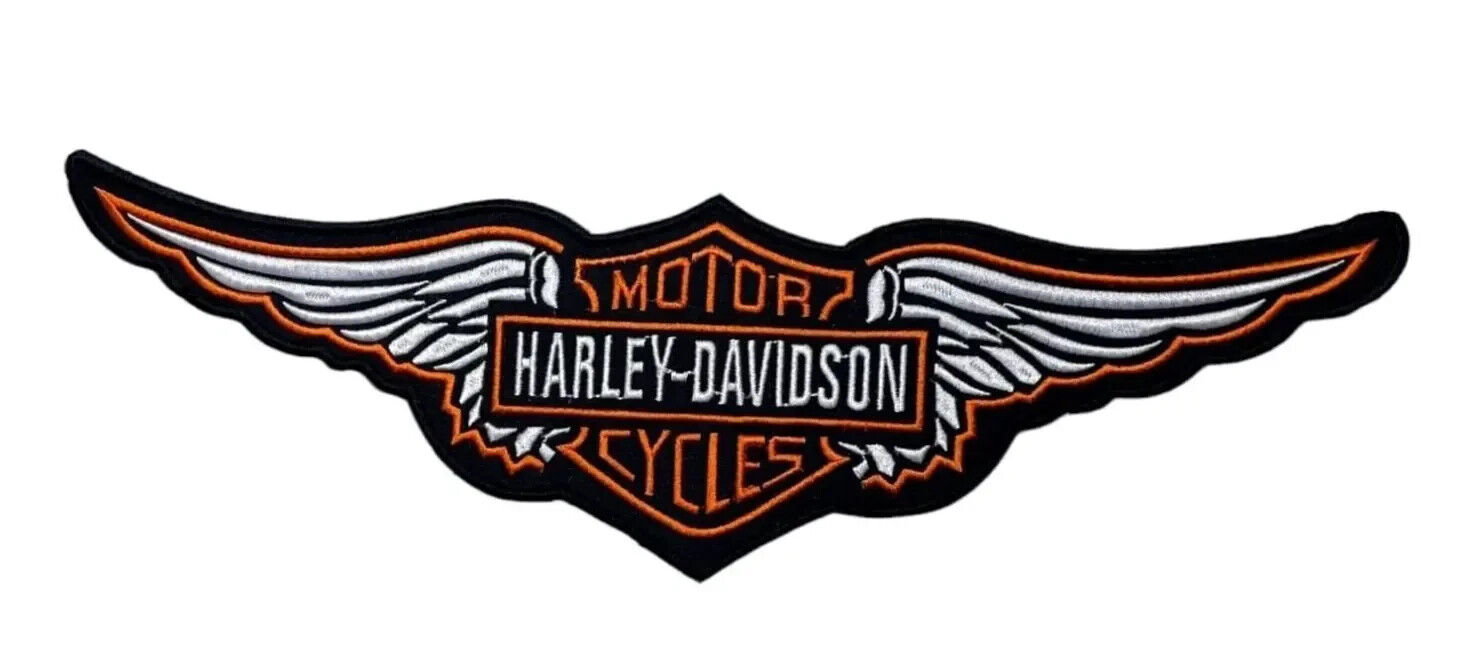 Harley-Davidson Orange Logo Wing 15 \'\' Large Embroidery Patches - - Iron/Sew On