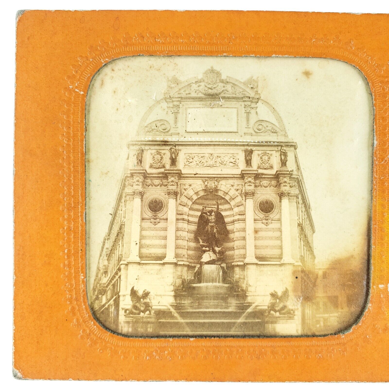 Fontaine Saint-Michel Paris Tissue Stereoview c1865 France Hold-to-Light A2613