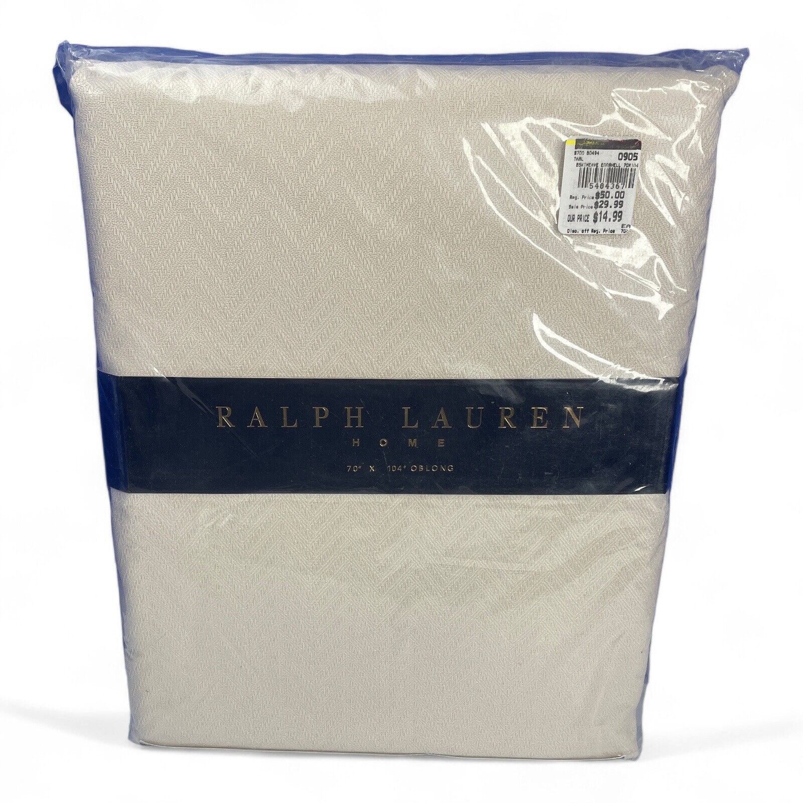 Ralph Lauren Home Eggshell Linen Tablecloth 70 x 104 Oblong New Old Stock