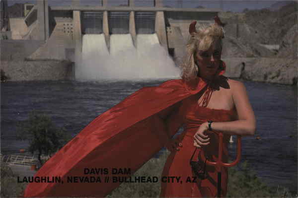Davis Dam-Laughlin,Nevada // Bullhead City,AZ,Woman in Devil Suit,NV Postcard
