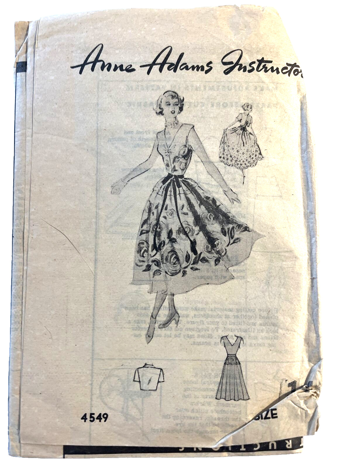 Anne Adams 4549 Full Skirt Sleeveless Dress Bolero Cropped Jacket Bust 32 RARE
