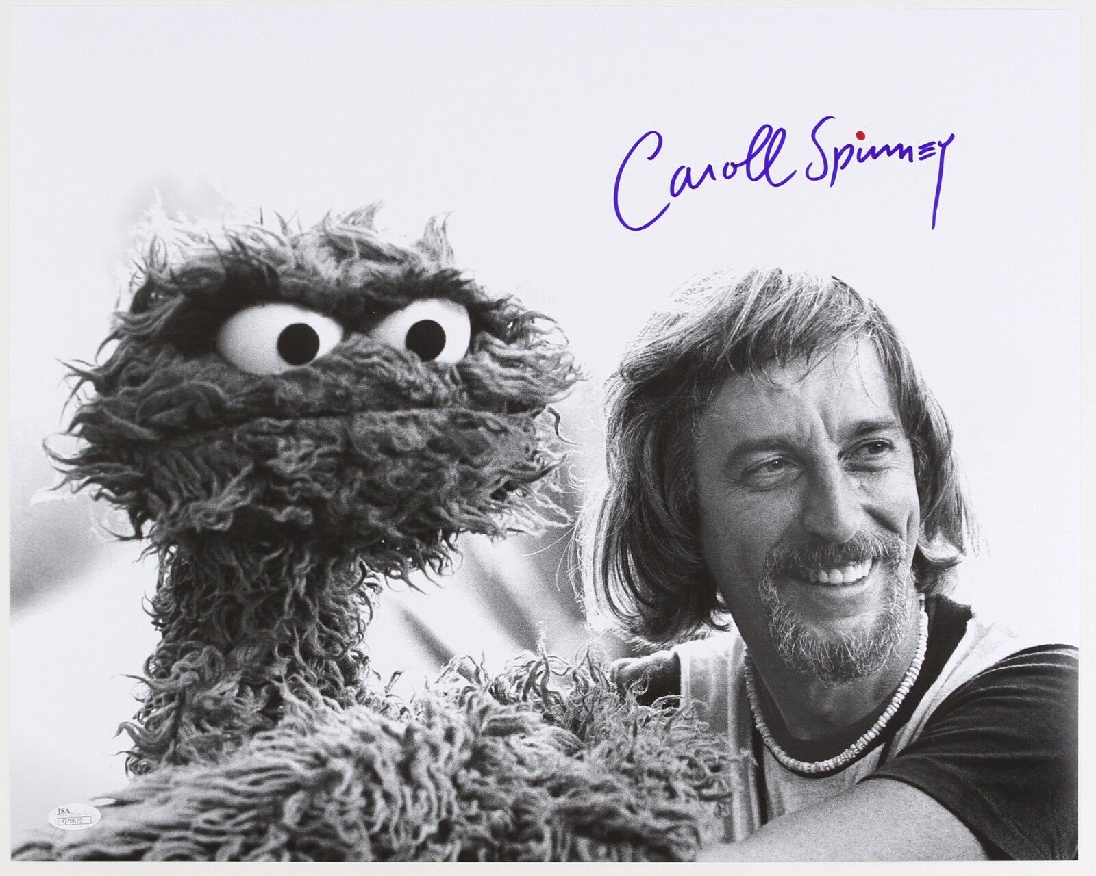 1970s Carroll Spinney & Oscar the Grouch LE Signed 16x20 B&W Photo (JSA)