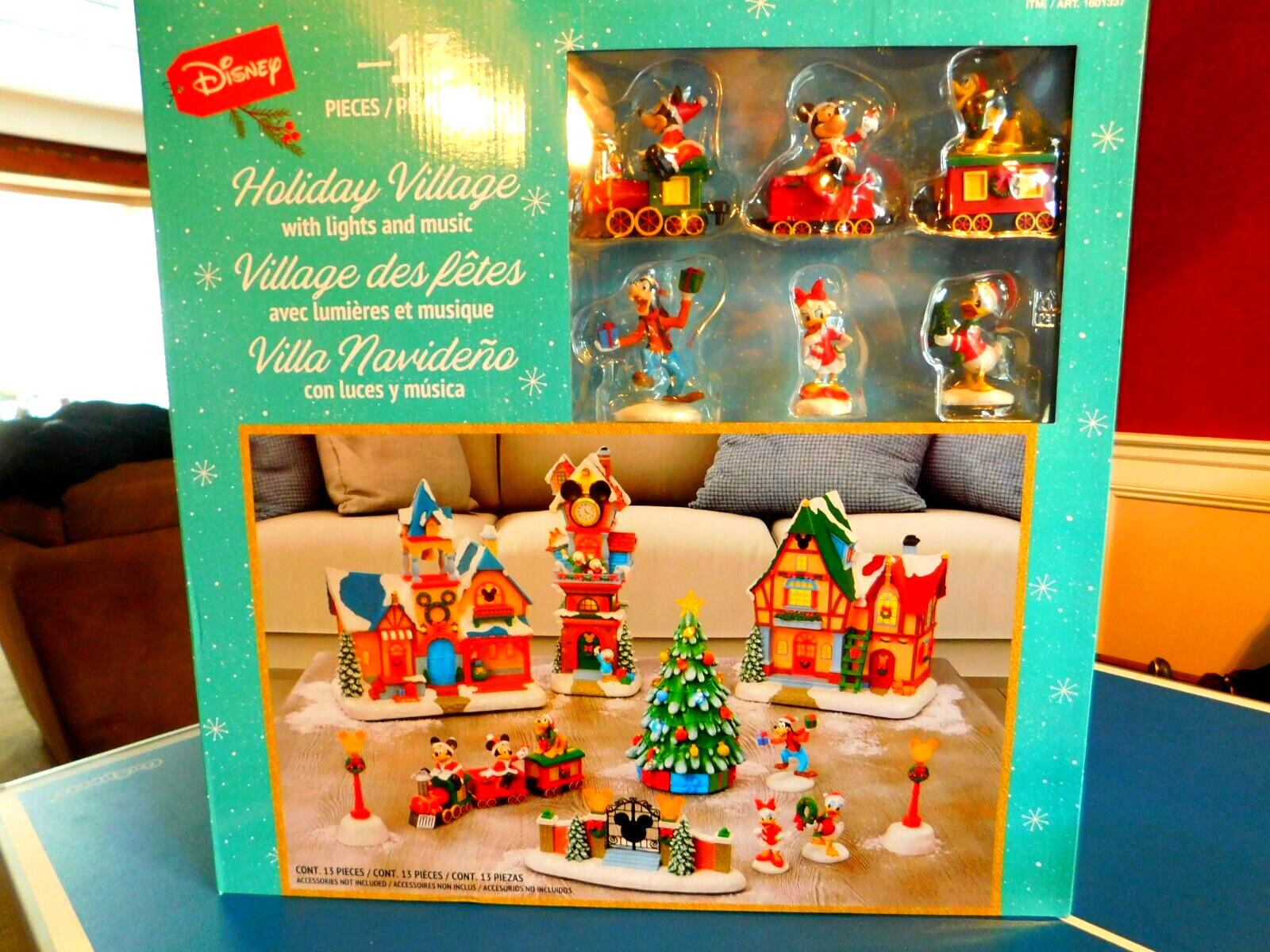 New Holiday Disney Christmas Village Set - Lights & Music, 13 Piece Set- Limited