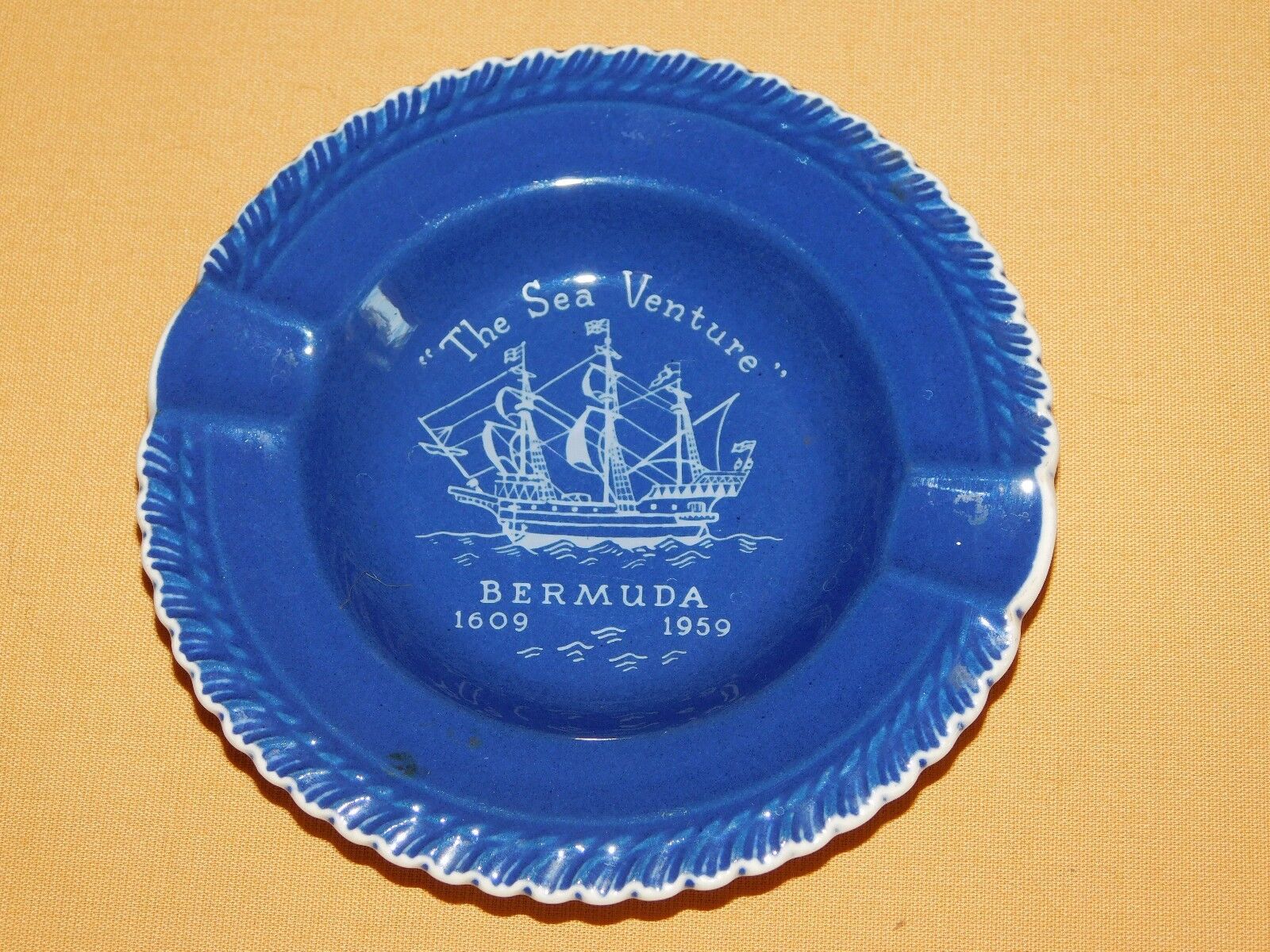 VINTAGE SAILING SHIP 1609-1959 THE SEA VENTURE BERMUDA ASHTRAY