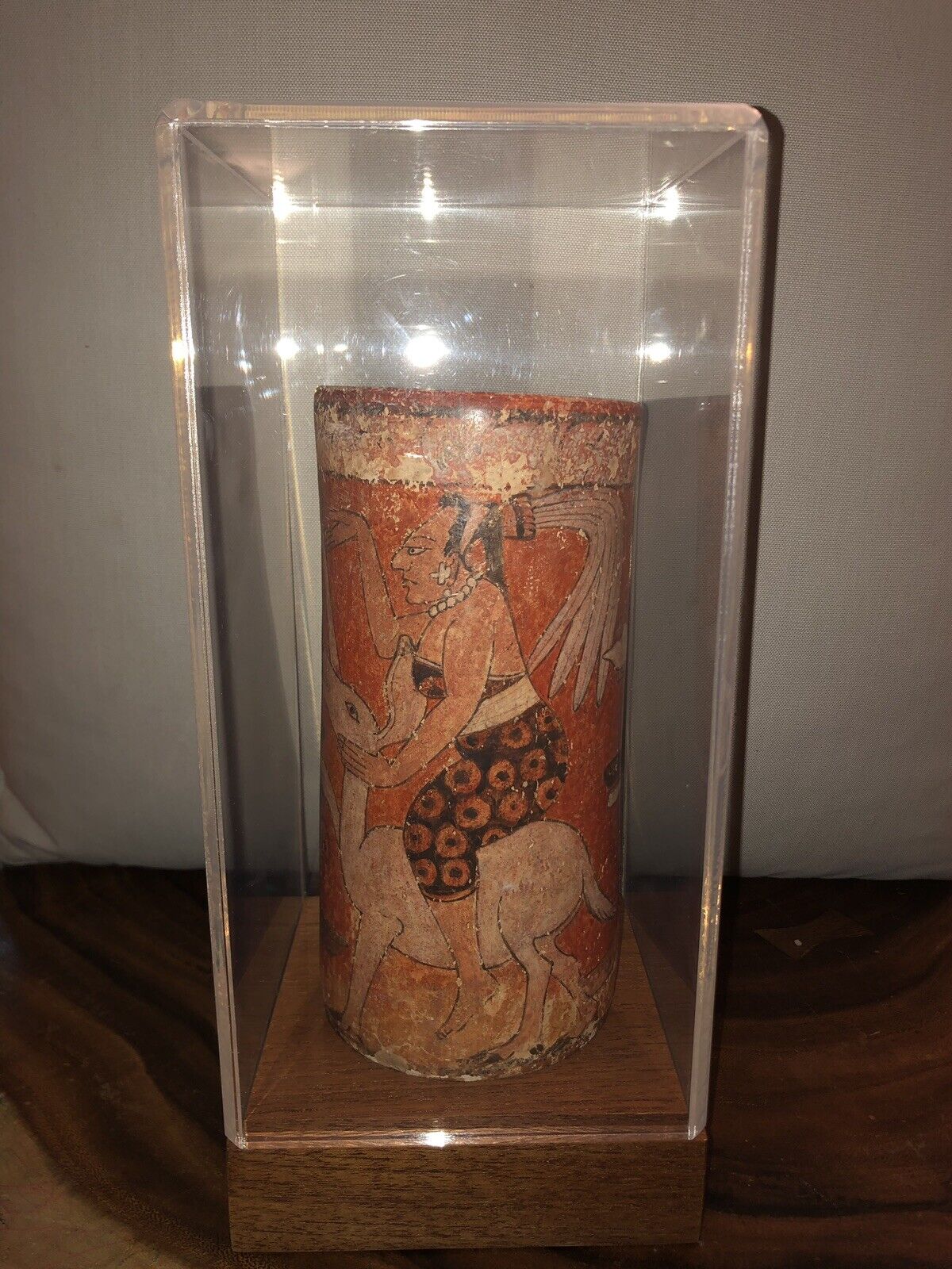 ANTIQUE AUTHENTIC MAYAN POLYCHROME VASE FROM GUATEMALA 