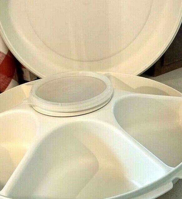 TUPPERWARE NEW VINTAGE Divided Vegetable Fruit Chip and Dip Tray w Cover 