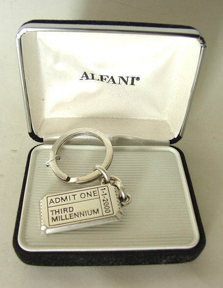 ALFANI Ticket ADMIT 1 THIRD MILLENNIUM Silvertoned Keychain Made in USA NEW NIB