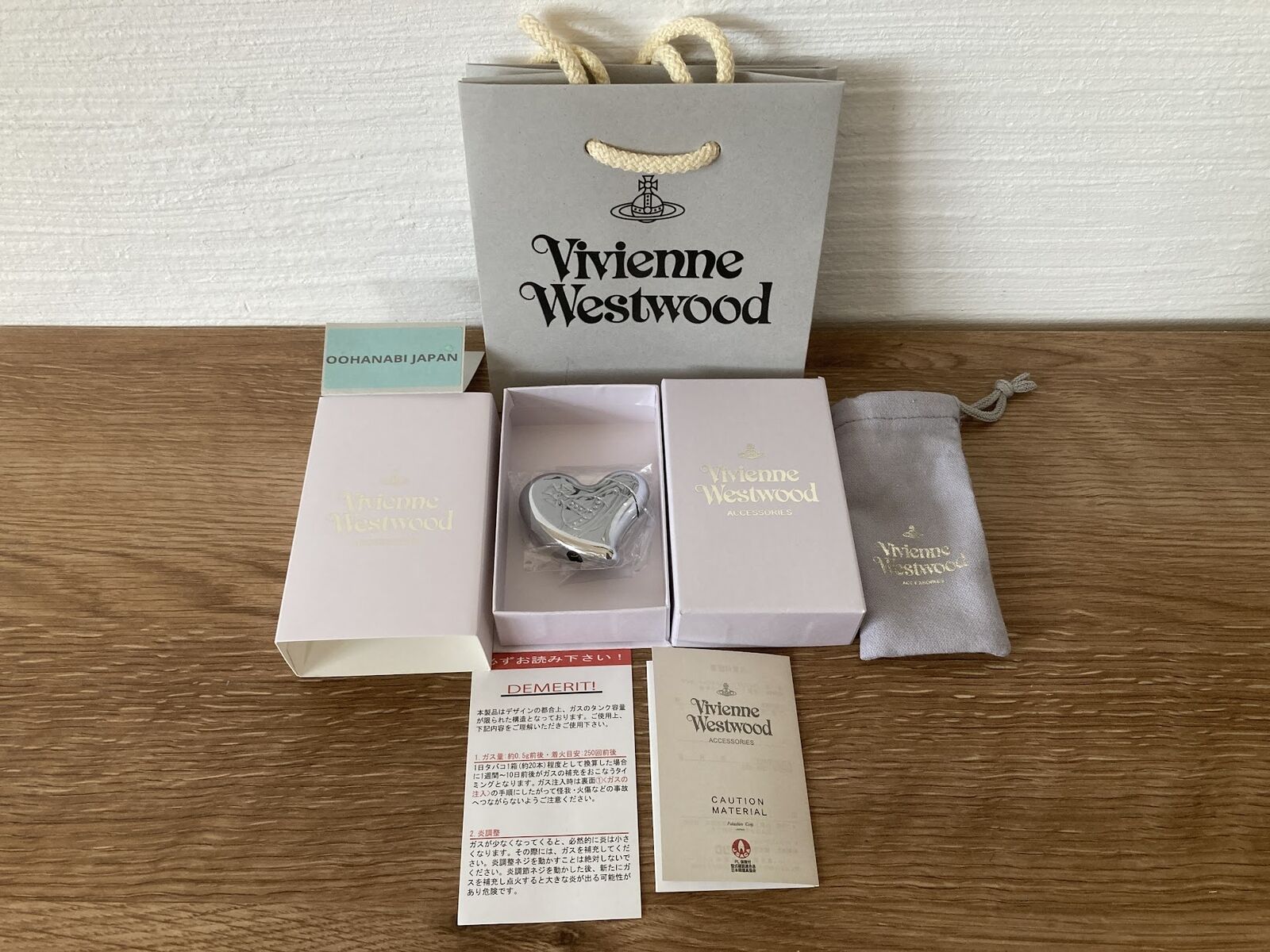 Vivienne Westwood Heart Shape Electronic Gas Lighter Orb Logo Clear Silver Japan