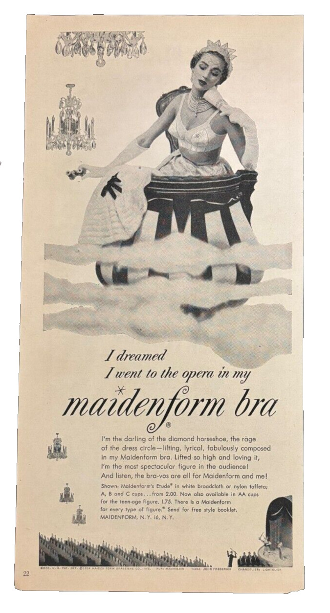 1954 Maidenform Bra - I Dreamed I went to the opera vintage print ad