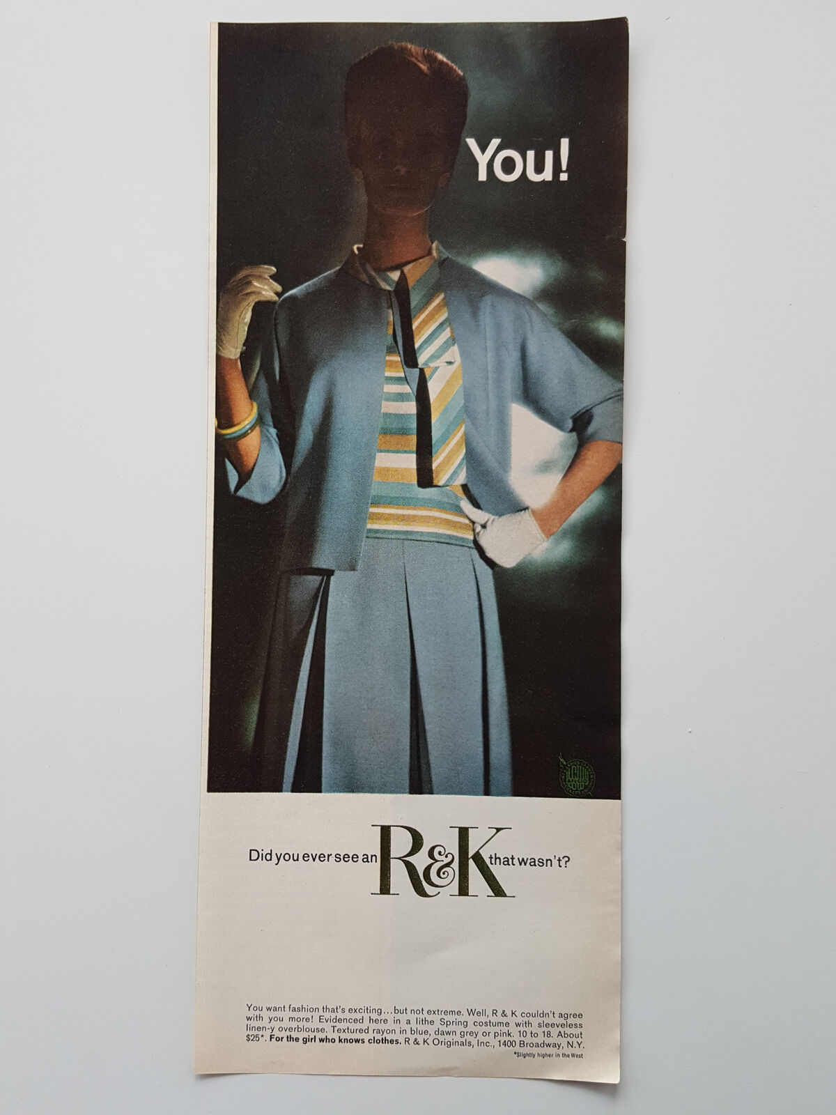 1963 R & K Originals New York Spring Outfit Womens Fashion Vtg Magazine Print Ad