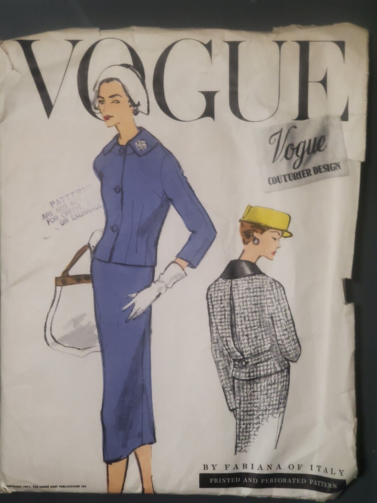 RARE Vintage 1957 VOGUE COUTURIER DESIGN No. 965 by Fabiana of Italy UNCUT
