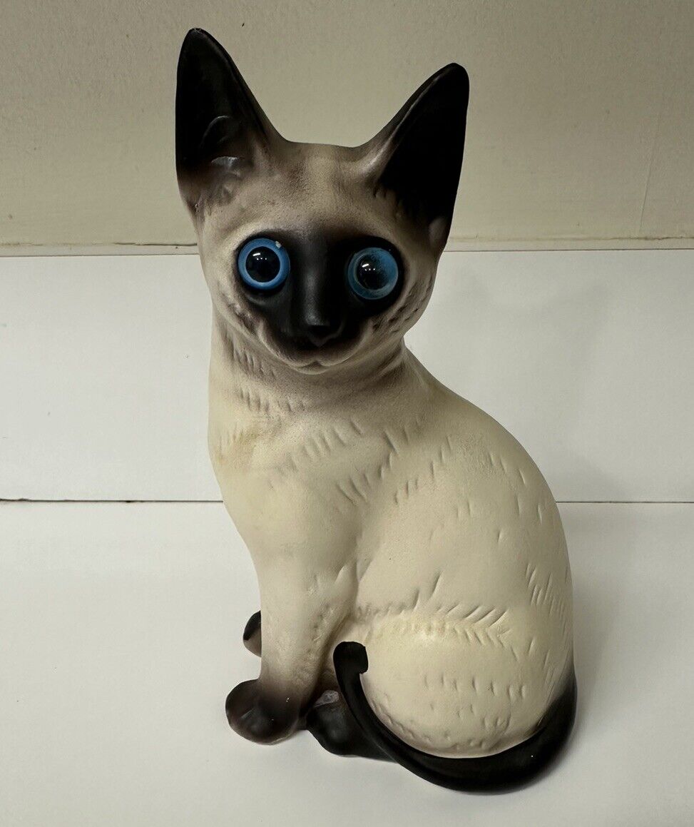 Vintage Siamese Seal Point Cat Matte Tan/Cream Stunning Blue Eyes Kitten 7