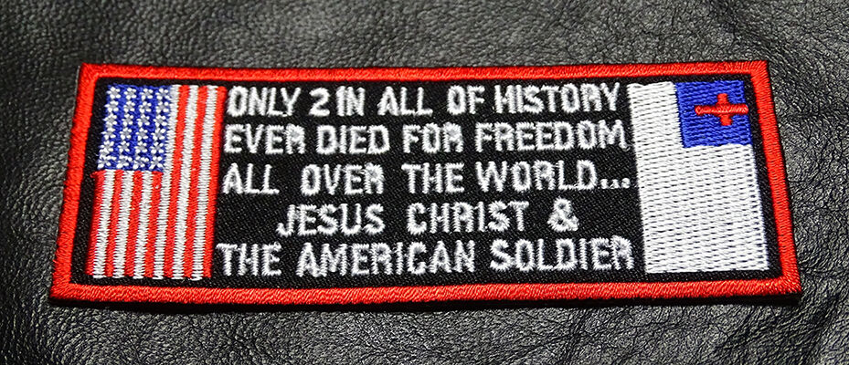 USA CHRISTIAN FLAG  American Soldier Christian Jesus Bible Verse IRON ON PATCH 