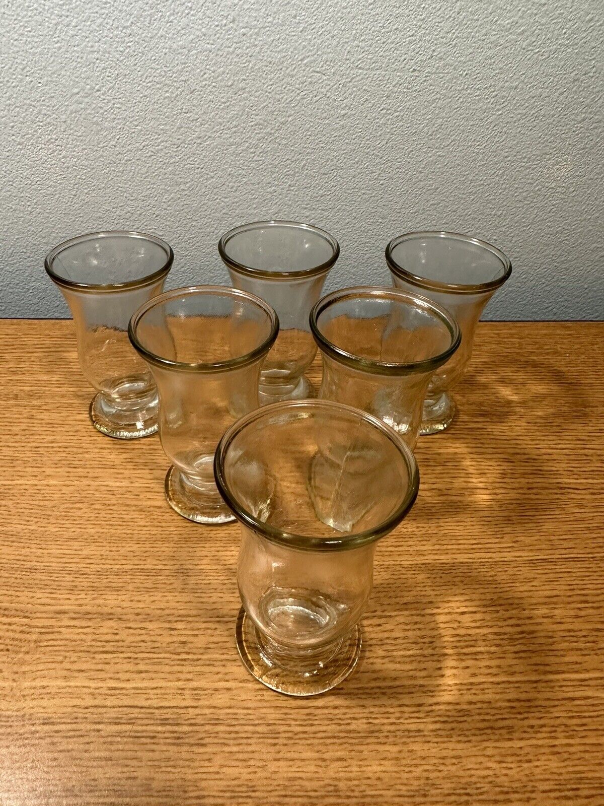 Vintage Mid Century Shot Glass Set Of 6 3.5 Oz MCM Classic Footed Glass