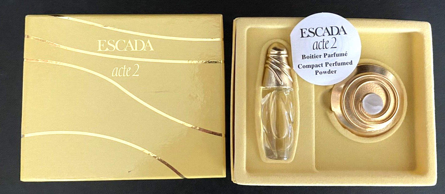 Vintage Escada Acte 2 Perfume Solid Compact perfume set 1990's Ltd Boxed