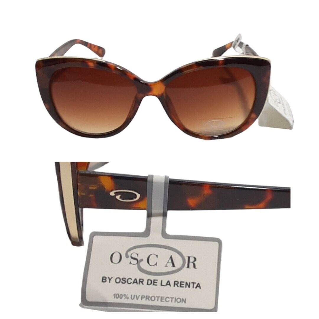 NWT Oscar by Oscar De La Renta Cat Eye Tortoiseshell & Gold Sunglasses NEW