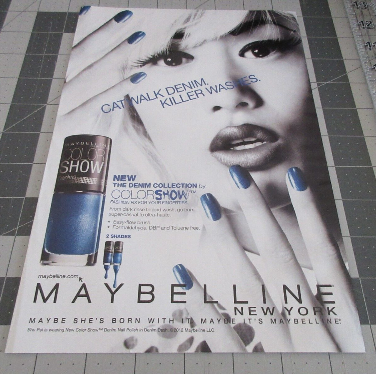 2012 Maybelline Color Show Denim Collection Nail Polish Shu Pei Qin Print Ad