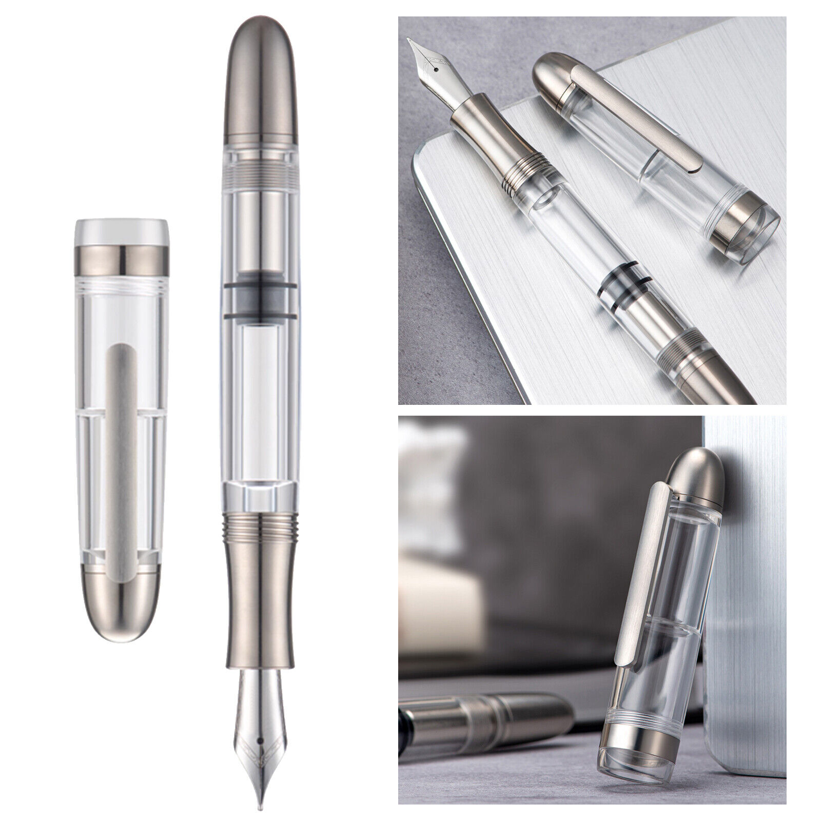 2023 Asvine P36 Piston Fountain Pen Bock/Asvine Nib Titanium&Acrylic Writing Pen