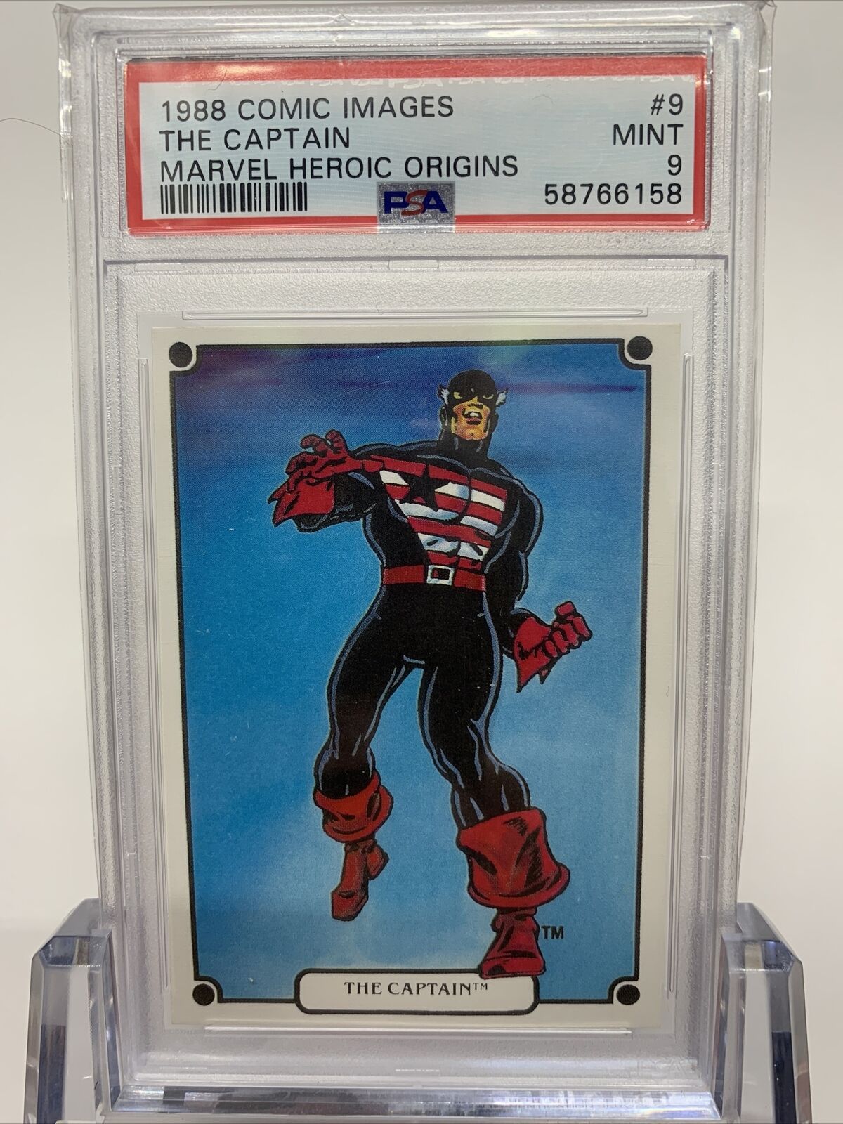 1988 Comic Images The Captain #9 Marvel Heroic Origins Card PSA 9 Mint MCU Pop 1