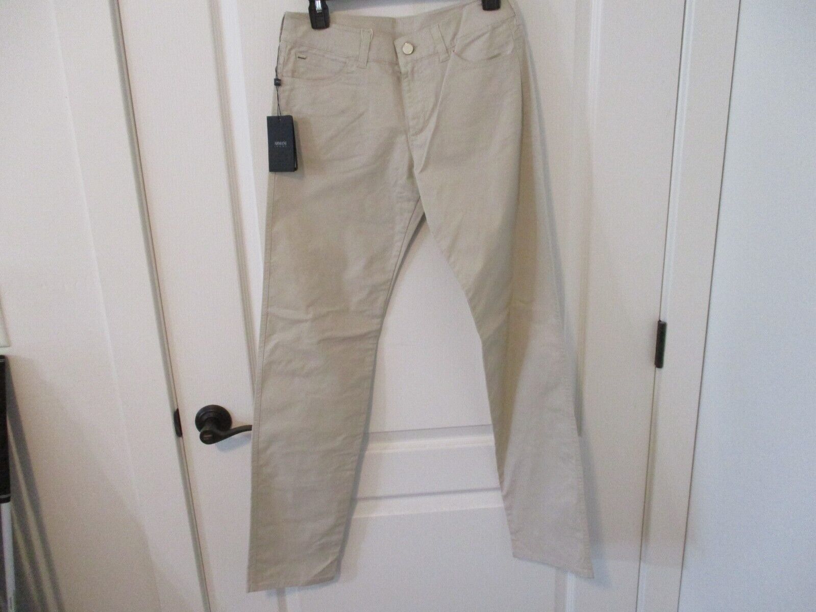 Woman\'s Armani Jeans J12 Rosemary Regular Fit Size 27 Trousers Pants Beige $128