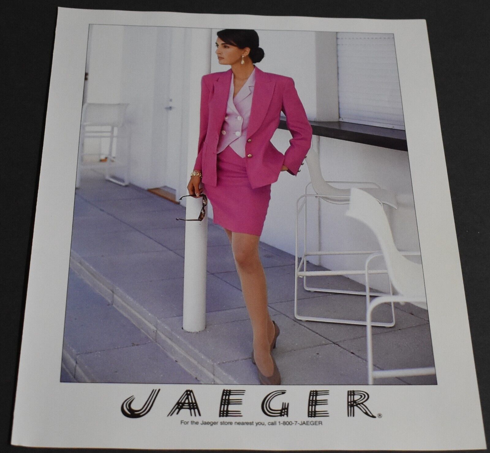 1991 Print Ad Heels Fashion Style Lady Long Legs Sexy Skirt Jaeger Brunette art