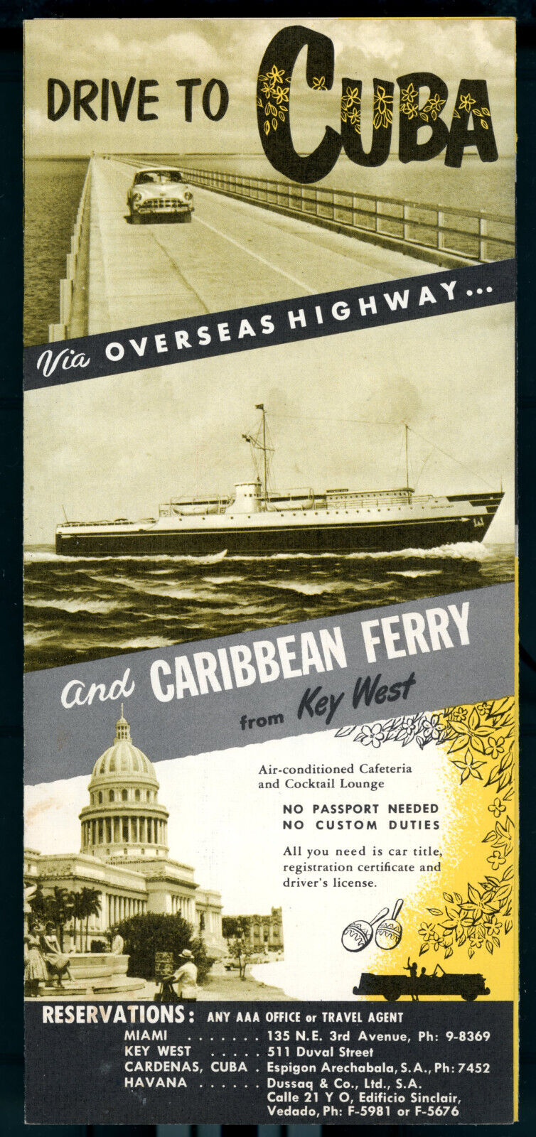 WD3 1950\'s  Drive to Cuba overseas Highway Caribbean Ferry Key West 5871a