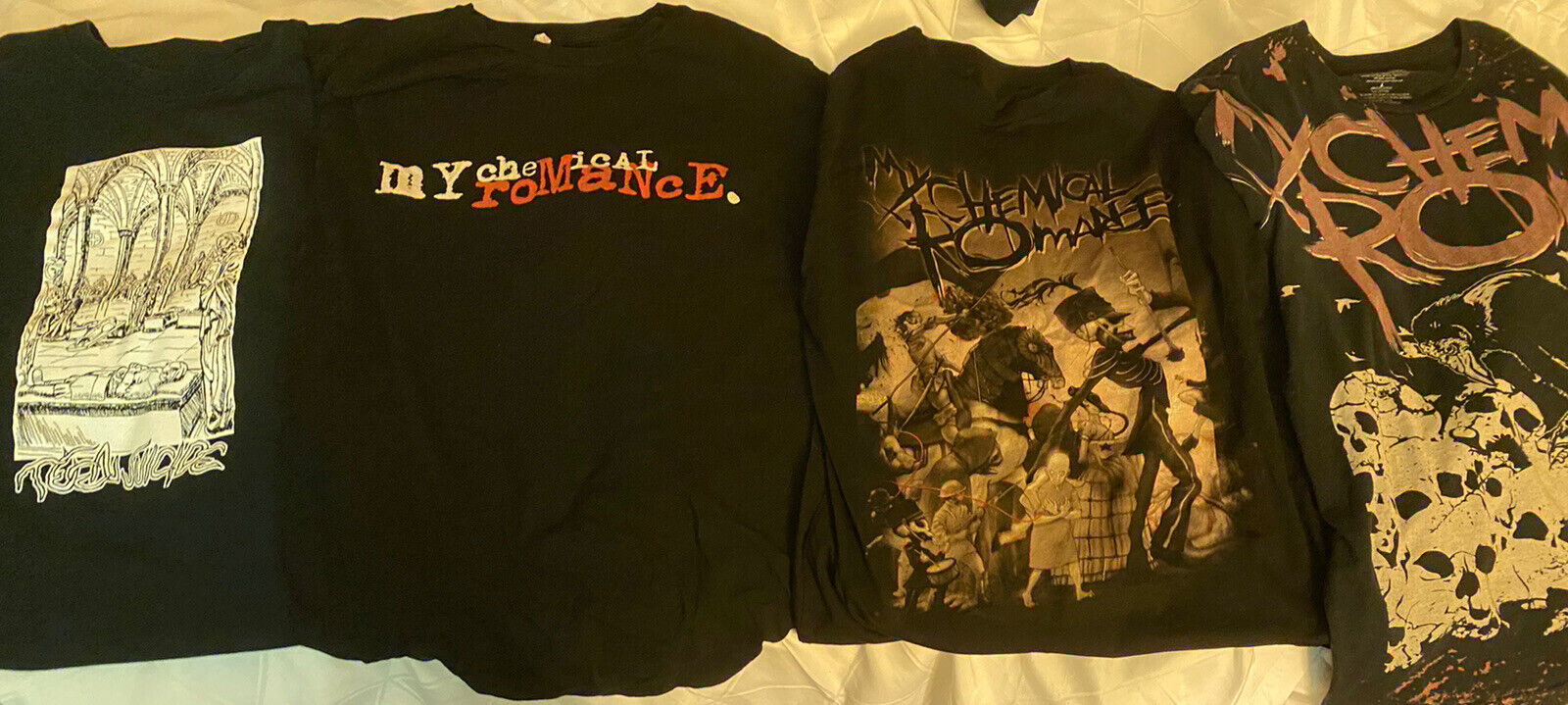 Lot of 4 Emo Goth Punk Vintage Band Shirts Rare My Chemical Romance Teen Suicide