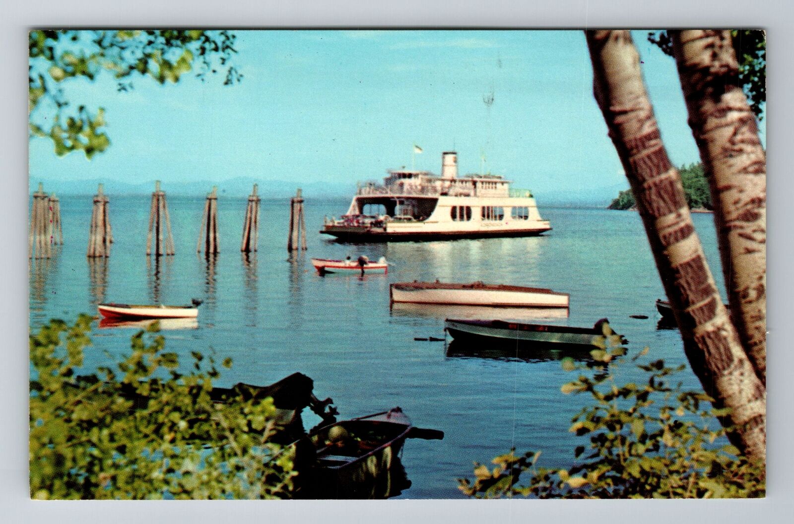 Port Kent NY-New York, MV Adirondack, Ferry, Antique, Vintage Souvenir Postcard