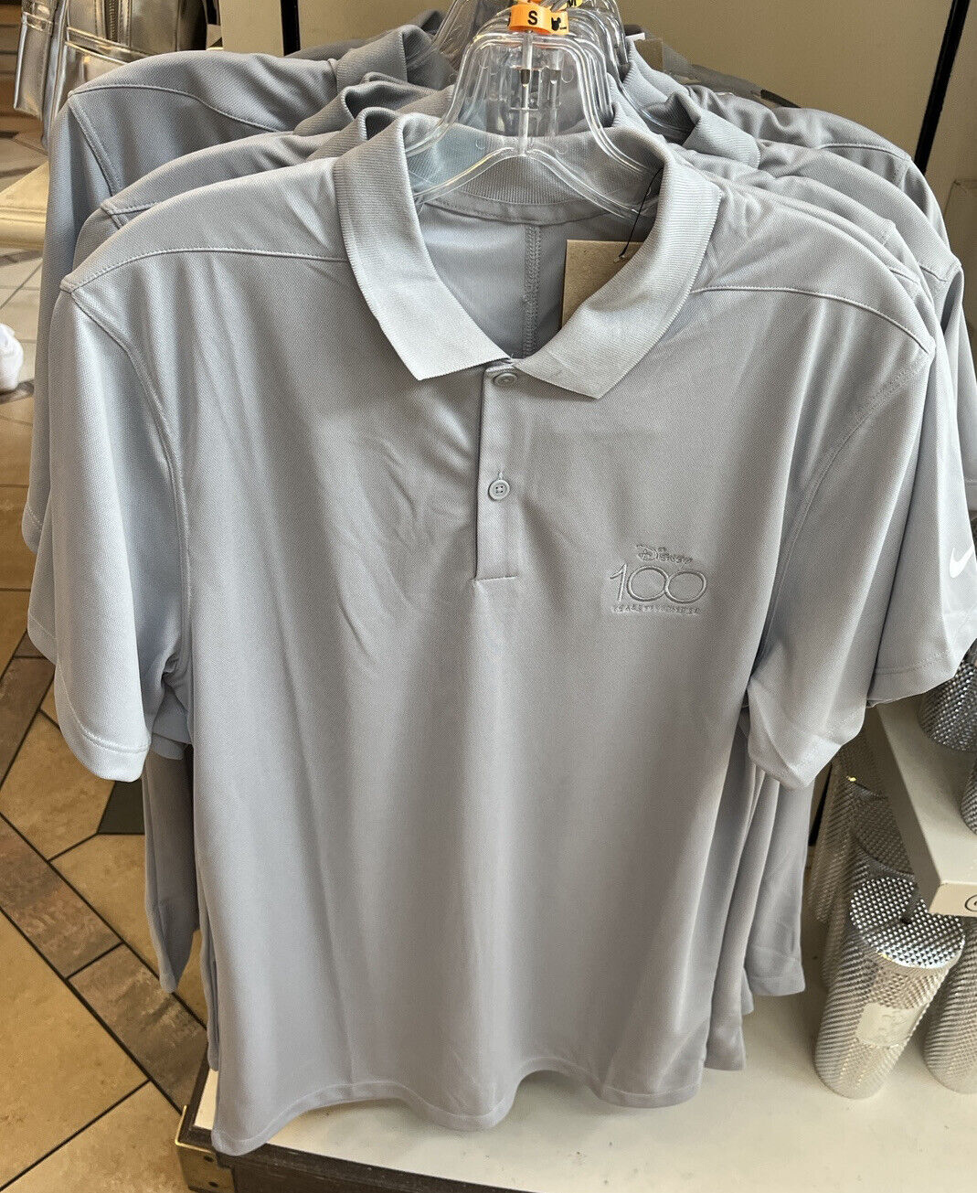 2023 Disney Parks 100th Anniversary Gray Nike Dri-Fit Golf Polo Shirt M L XXL