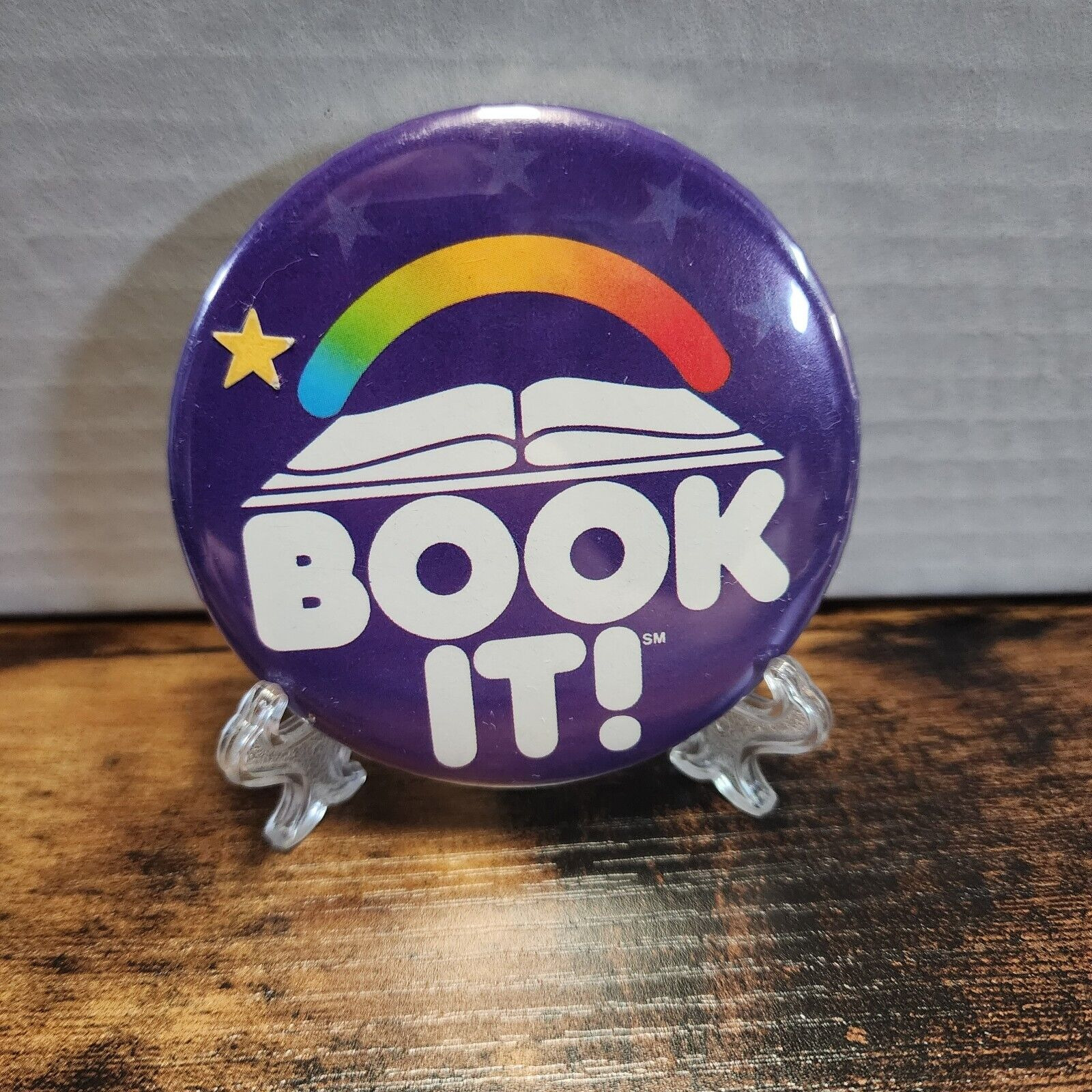 “Book It” Pinback Button  1985 Pizza Hut Pin - Vintage Purple