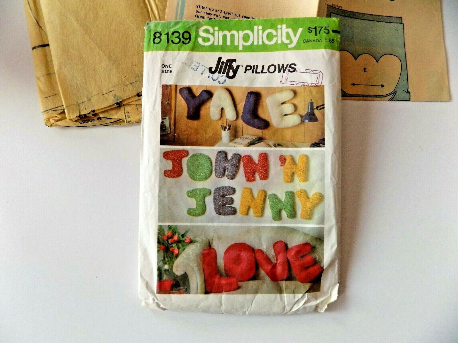 Vintage Simplicity Pattern Jiffy Alphabet Pillows (8139) One Size 13\